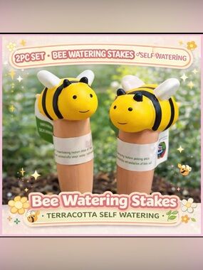 Bee Watering Stakes 2PC Terracotta Self Watering Plant Spikes Cute